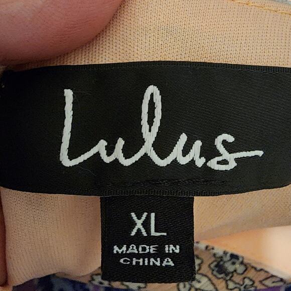 Lulus XL Pink Metallic Floral Smocked Waist Tiered Mini Dress EUC - Picture 5 of 5